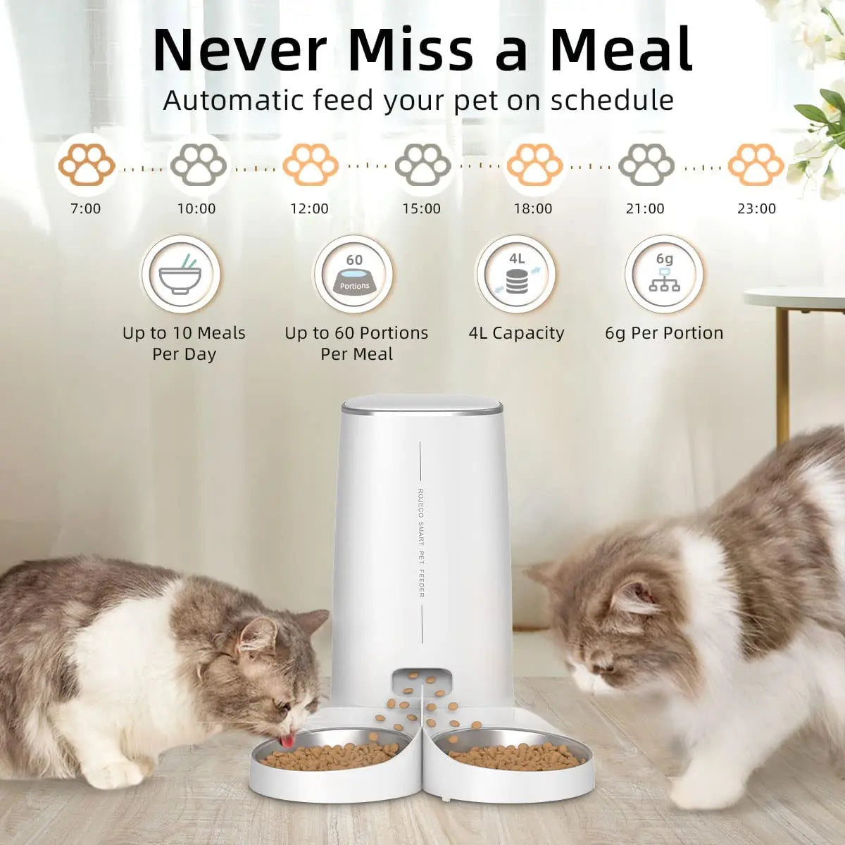 ROJECO Dispenser WiFi Double Feeder